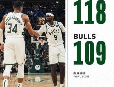 168NBA-雄鹿118-109战胜公牛,字母哥35+11,拉文amp;德罗赞33中8