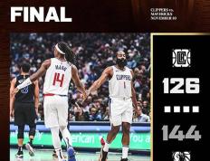 168NBA-独行侠144-126送快船4连败,东契奇44+6+6,欧文27分