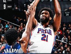 恩比德32+12+9率队大胜【168NBA】NBA常规赛：76人 121-99击败篮网,恩比德三节打卡32+12+9,朗尼-沃克26分