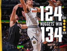 168NBA-掘金134-124轻取火箭,约基奇32分,杰伦-格林26+6+9