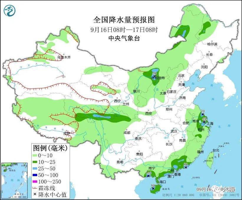 168NBA-最新未来三天全国天气预报(9月16日8时至9月19日8时)