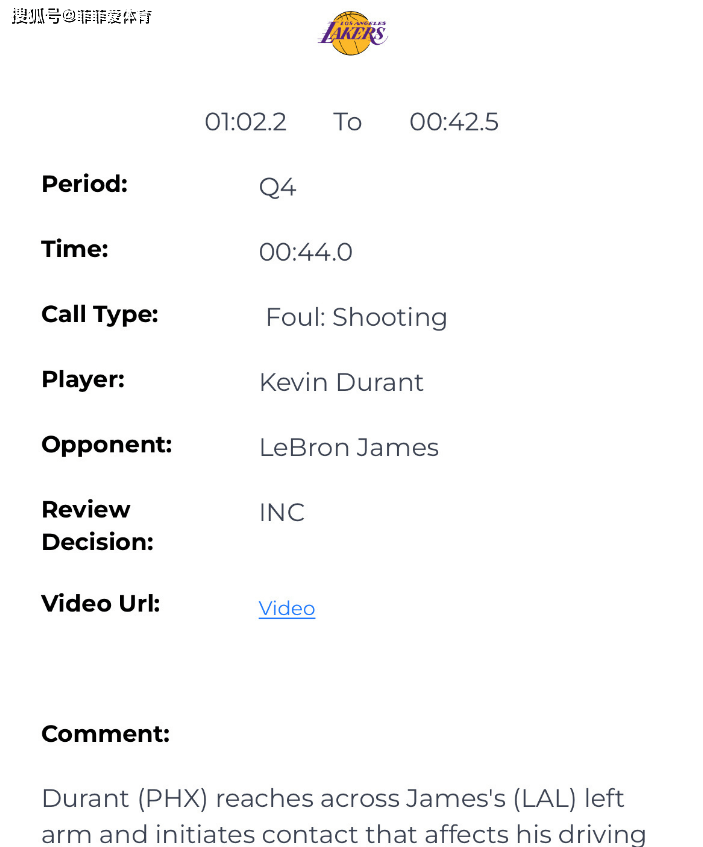 168NBA-湖人对阵太阳裁判报告出炉：三次犯规被漏判，詹姆斯喊暂停没有问题